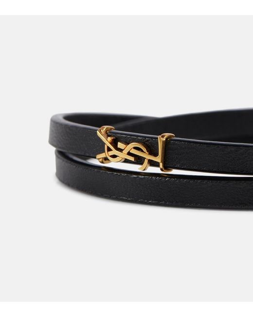 Saint Laurent Black Ysl Logo Leather Bracelet
