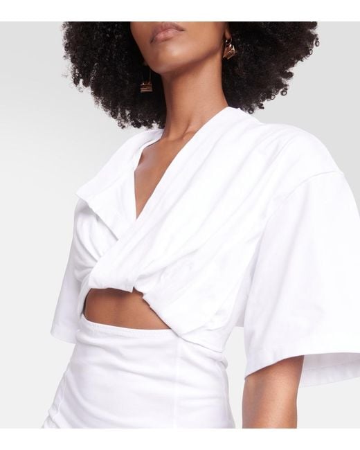 Jacquemus White La Robe T-shirt Bahia Cotton Mini Dress