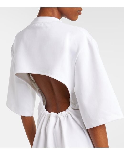 Wardrobe NYC White Open-Back Cotton-Blend Jersey Minidress