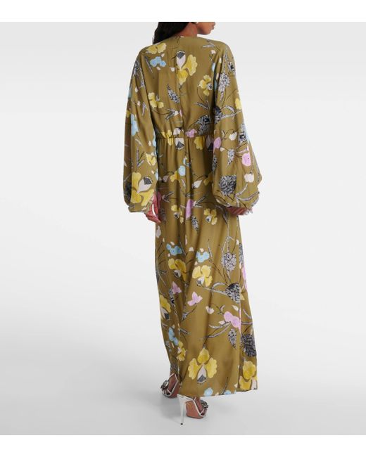 Diane von Furstenberg Green Kason Floral Maxi Dress
