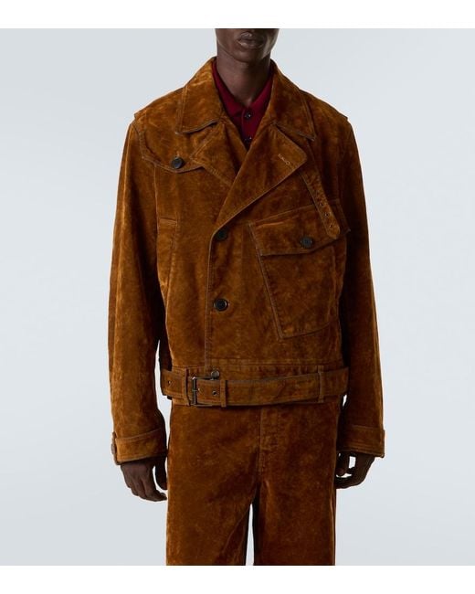 Dries Van Noten Brown Vassel Belted Cotton Biker Jacket for men