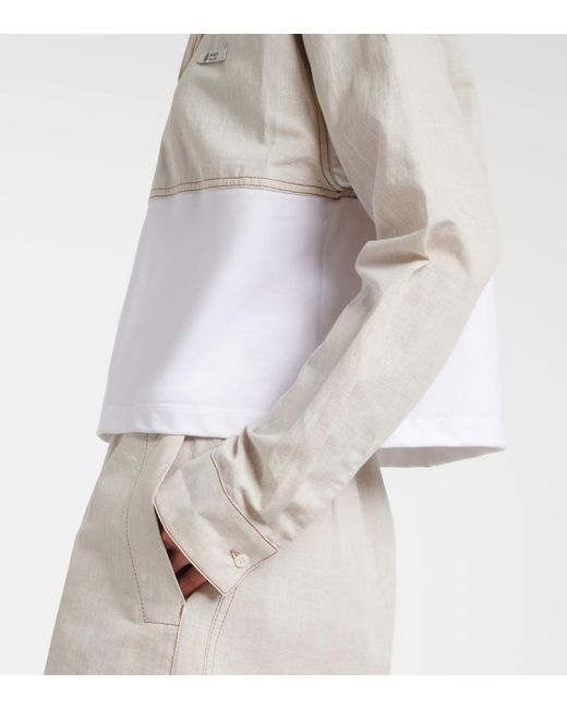 Polo De Chambray De Algodon Y Lino Prada de color White