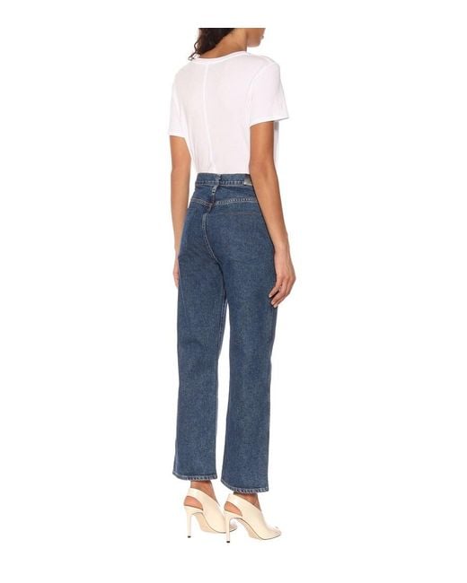 Goldsign Blue High-Rise Cropped Wide-Leg Jeans