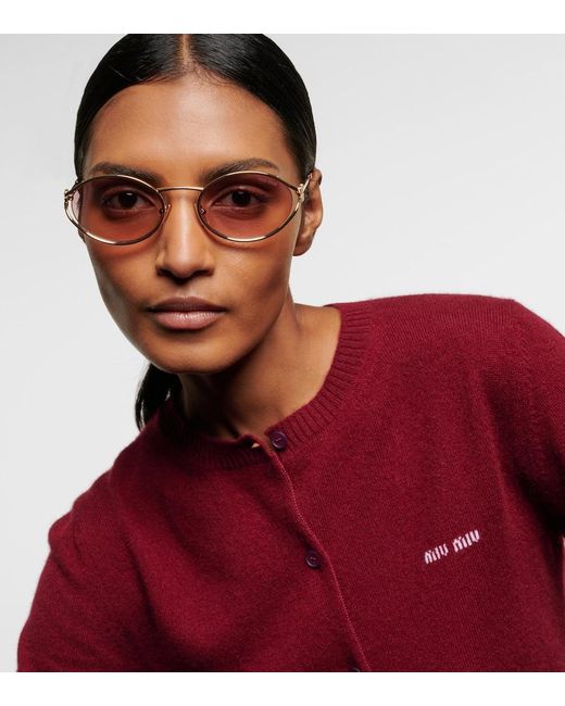 Miu Miu Pink Mu 52Ys Oval Sunglasses