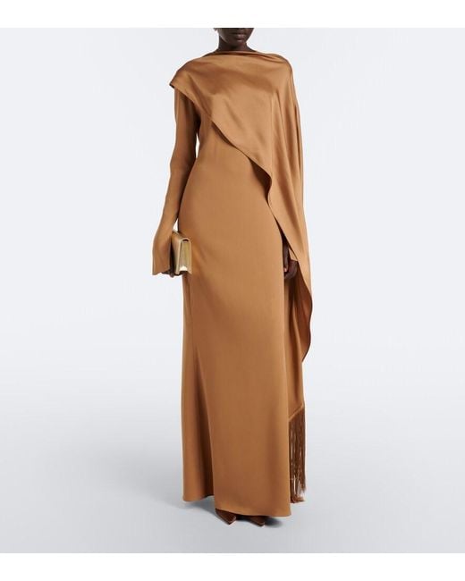 Taller Marmo Natural Mounia Caped Crepe Cady Gown