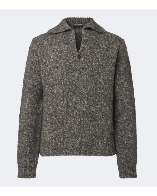 Dolce & Gabbana Gray Wool, Alpaca, And Linen Polo Sweater for men