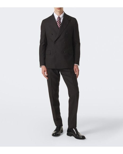 Lardini Black Checked Double-Breasted Virgin Wool Blazer for men