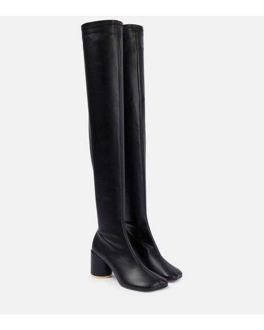 MM6 by Maison Martin Margiela Black Faux Leather Over-the-knee Boots