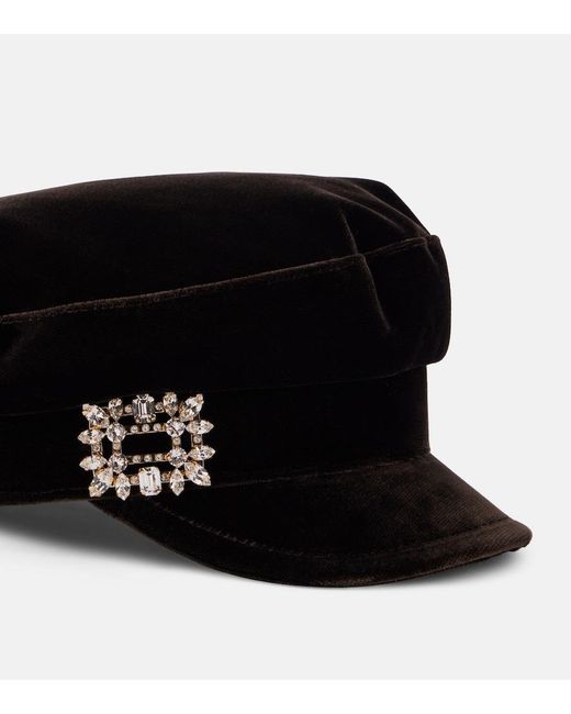Roger Vivier Black Velvet Newsboy Cap