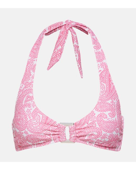 Heidi Klein Pink Ischia Printed Halterneck Bikini Top