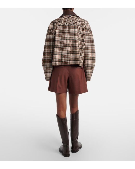 Brunello Cucinelli Red Monili Pleated Wool-Blend Shorts