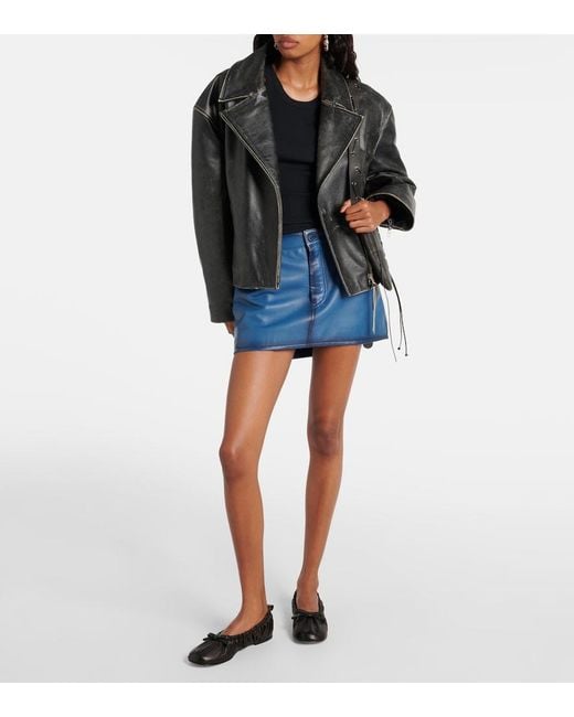 Acne Black Bow-Detail Leather Ballet Flats
