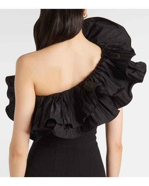 Rebecca Vallance Black Ella Ruffled Crepe Gown
