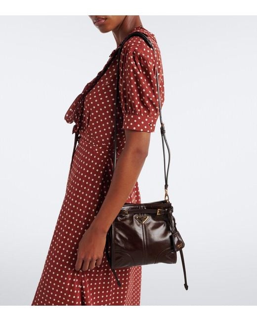 Prada Brown Bonnie Mini Leather Crossbody Bag