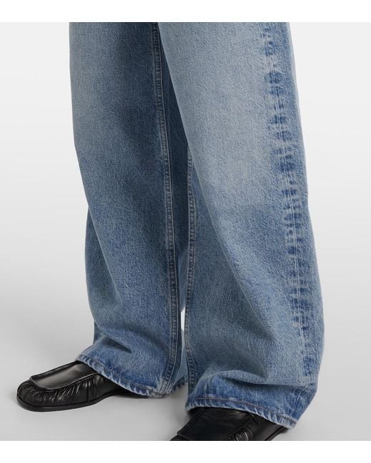 Agolde Blue Low Curve Mid-Rise Wide-Leg Jeans