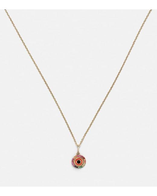 Sydney Evan White Evil Eye 14kt Gold And Diamond Necklace