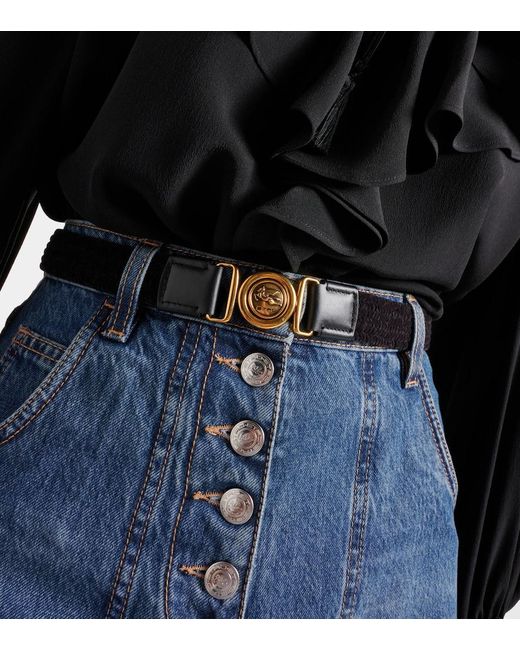 Etro Black Pegaso Woven Belt