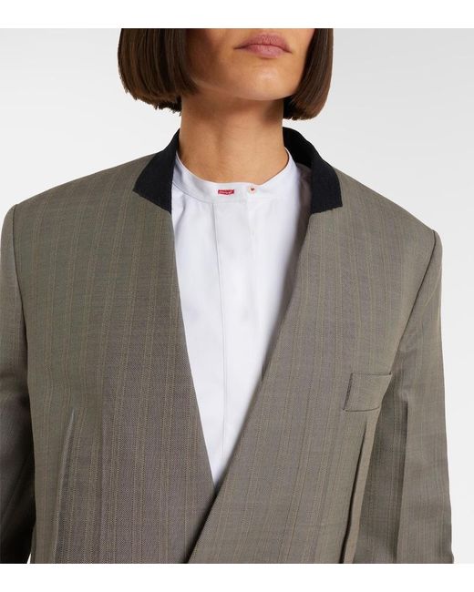 Victoria Beckham Gray Herringbone Virgin Wool Blazer