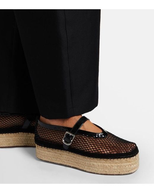 Alaïa Black Leather-Trimmed Fishnet Espadrilles
