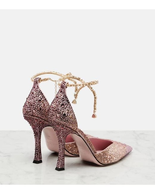 Escarpins Stevie 100 En Satin A Cristaux Jimmy Choo en coloris Pink