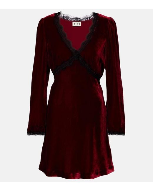 Rixo Red Minikleid Macie Aus Samt Mit Spitze