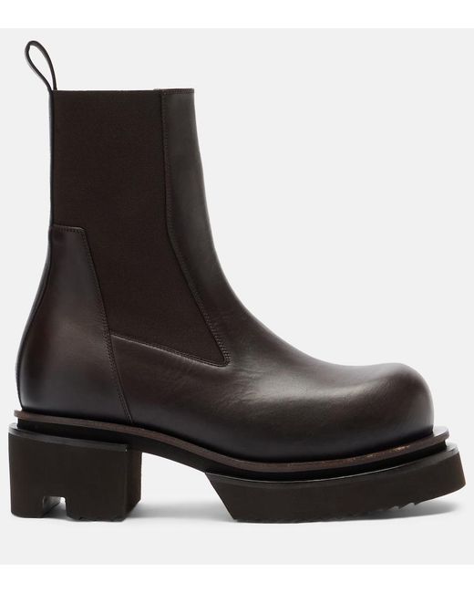 Rick Owens Black Beatle 60 Leather Platform Chelsea Boots