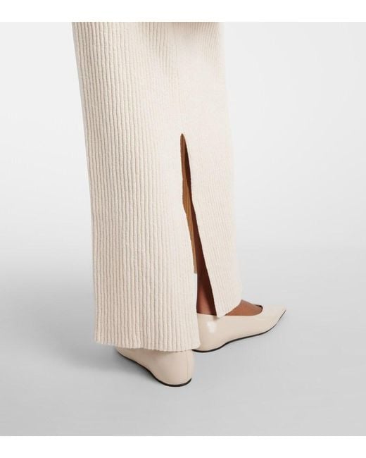 Totême White Cotton-Blend Boucle Maxi Skirt