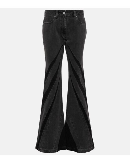Dion Lee Black Darted Mid-rise Flared Jeans