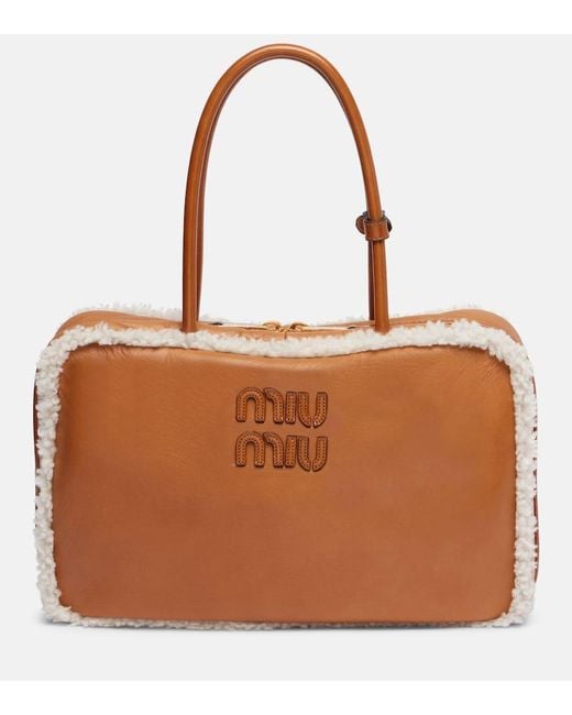 Miu Miu Brown Tote Beau Large Aus Leder