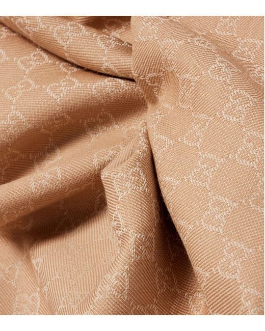 Gucci Natural Gg Wool Jacquard Scarf