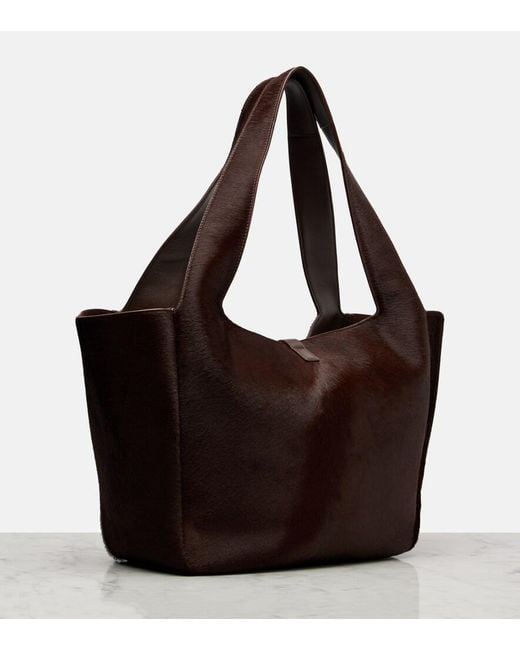 Saint Laurent Brown Le 5 A 7 Bea Calf Hair Tote Bag
