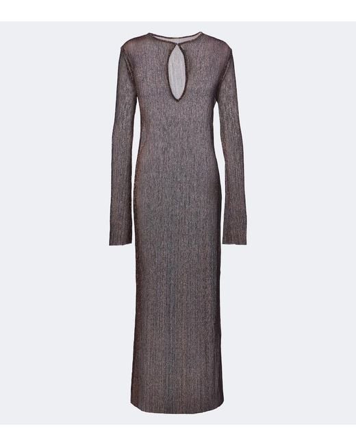 Cala De La Cruz Gray Soleil Knitted Lame Midi Dress