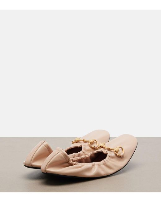 Gucci Brown Prima Horsebit Leather Ballet Flats