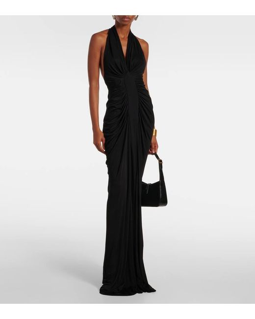 Saint Laurent Jersey Gown in Black | Lyst UK