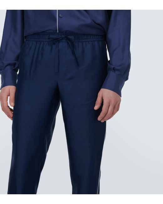 Dolce & Gabbana Blue Silk Pajama Pants for men
