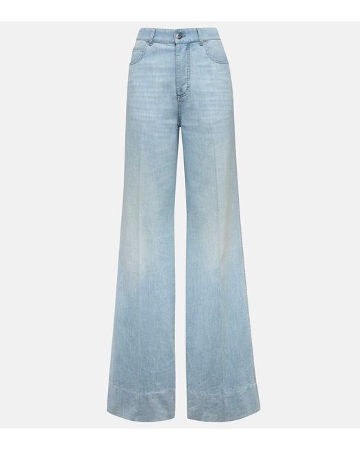 Bottega Veneta Blue High-Rise Wide-Leg Jeans