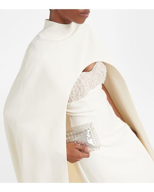 Capa de novia Manore en crepe Safiyaa de color White