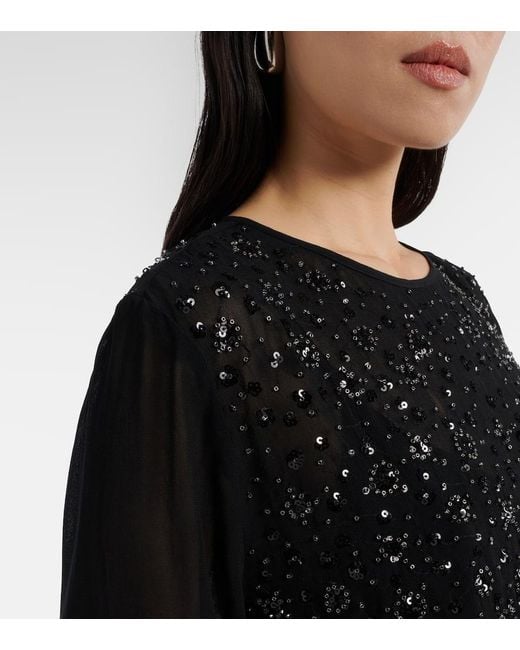 Velvet Black Marlowe Sequinned Sheer Top