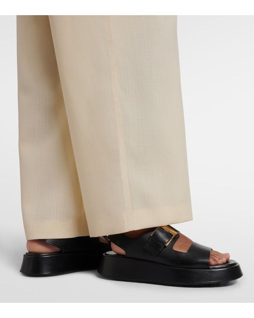 Tod's Black Leather Platform Sandals