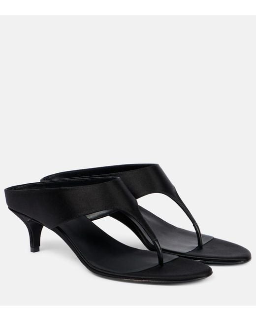 Magda Butrym Black 45 Satin And Leather Thong Sandals