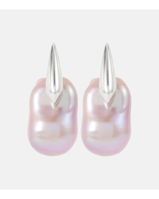 Bottega Veneta Pink Ohrringe Pearl Small Aus Sterlingsilber Mit Barockperlen