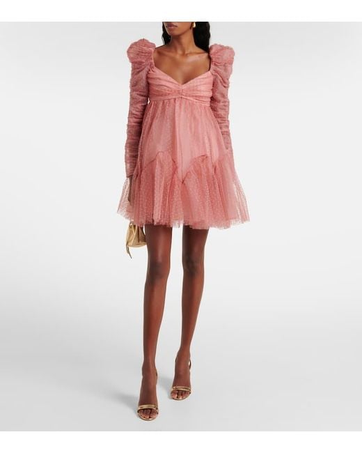 Zimmermann Pink Ruched Tulle Minidress