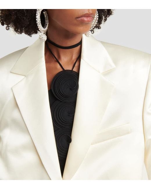 Magda Butrym White Cropped Silk And Wool Blazer