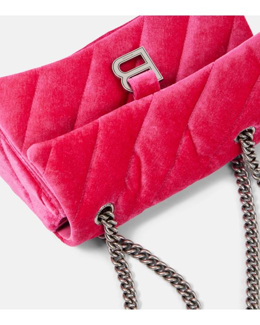 Balenciaga Pink Crush Small Velvet Shoulder Bag