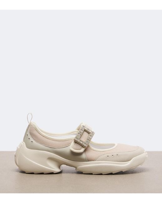 Roger Vivier White Viv On The Run Embellished Sneakers