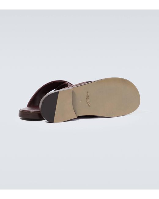 Manolo Blahnik Brown Otawi Leather-trimmed Raffia Sandals for men