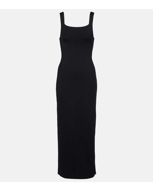 Khaite Black Dixi Knitted Midi Dress