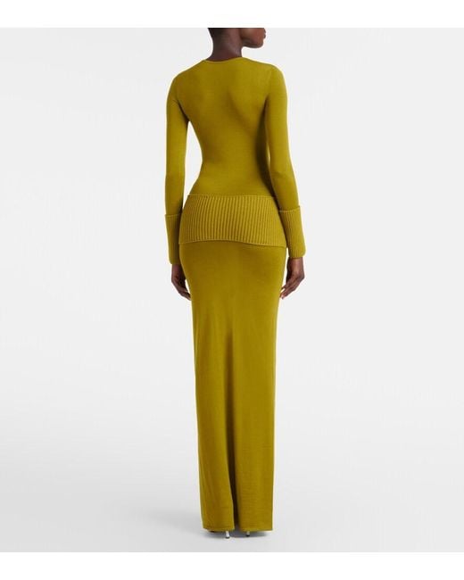 Alaïa Green Knitted Wool Maxi Dress
