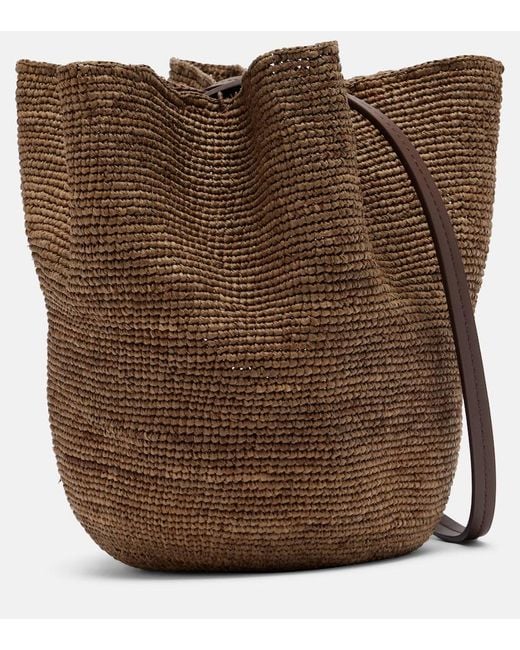 Ruslan Baginskiy Brown Hatbag Raffia Crossbody Bag