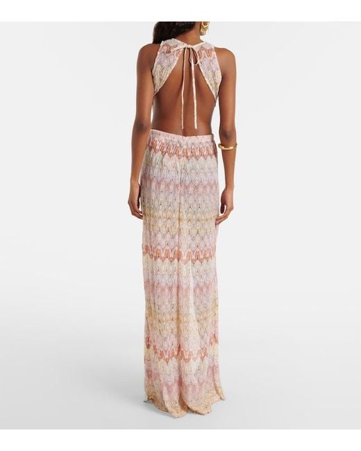 Missoni Natural Open-Back Lame Jumpsuit
